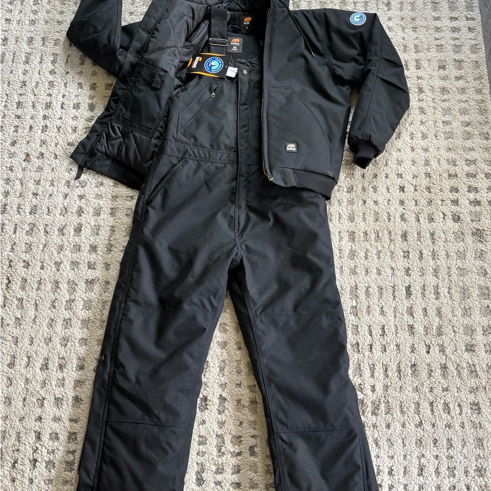 Black Berne Icecap Insulated Bib Overall & Work Jacker, HEAVY DUTY(New W/Tag)